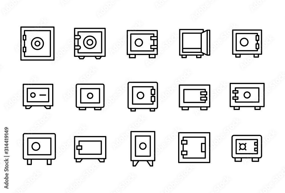 Canvas Prints set of safe related vector line icons.