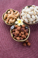 nuts or hazelnuts nuts and mix nut on a background new.