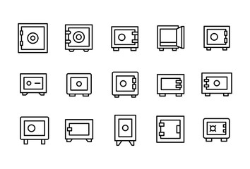Set of safe related vector line icons. - obrazy, fototapety, plakaty