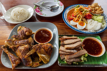 thaifood som tom set on the table top view
