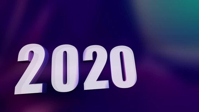 2020 motion digits in 3d space, new year innovation animation