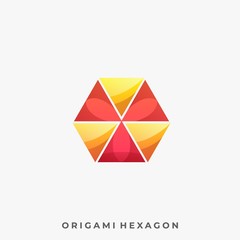 Origami Hexagon Illustration Vector Template