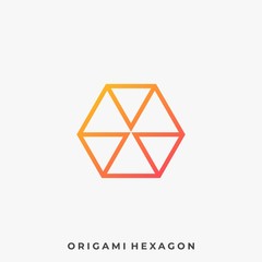 Origami Hexagon Illustration Vector Template