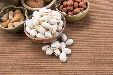 nuts or hazelnuts nuts and mix nut on a background new.