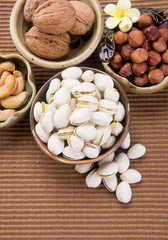 nuts or hazelnuts nuts and mix nut on a background new.