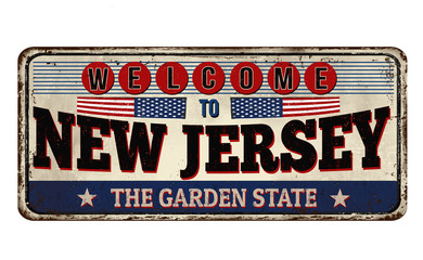 Welcome to New Jersey vintage rusty metal sign