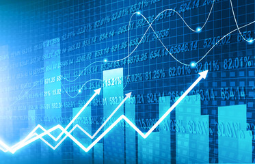 stock market finance graph background with abstract Growth graph chart. 2d illustration.