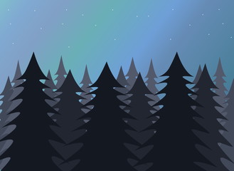 Obraz premium Northern lights - aurora borealis - above forest