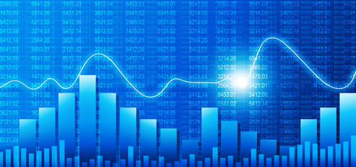 Stock market finance graph background with abstract Growth graph chart. 2d illustration