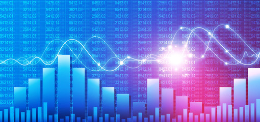 Stock market finance graph background with abstract Growth graph chart. 2d illustration
