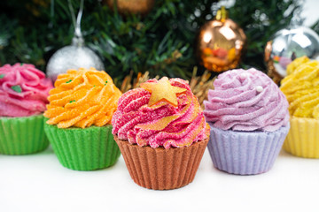 cupcakes with frosting and sprinkles