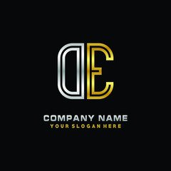 initial letter DE logo Abstract vector minimalist. letter logo gold and silver color