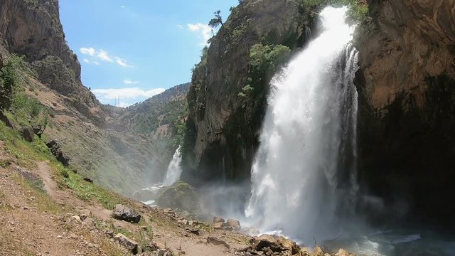 The powerful stream of water of Kapuzbashi waterfall