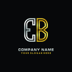 initial letter EB logo Abstract vector minimalist. letter logo gold and silver color