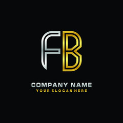 Obraz premium initial letter FB logo Abstract vector minimalist. letter logo gold and silver color