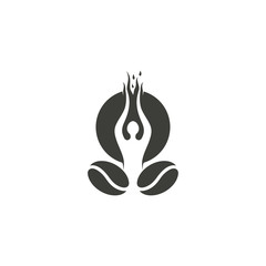 Yoga full of energy and coffee vector logo