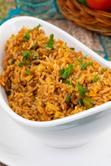 Vegetarian Fried Rice Or Pulav is a Dish of Cooked Rice That Has Been Stir-Fried in a Wok or a Frying Pan And is Usually Mixed with Other Ingredients