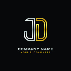 initial letter JD logo Abstract vector minimalist. letter logo gold and silver color