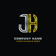 initial letter JH logo Abstract vector minimalist. letter logo gold and silver color