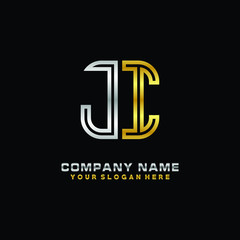 initial letter JI logo Abstract vector minimalist. letter logo gold and silver color