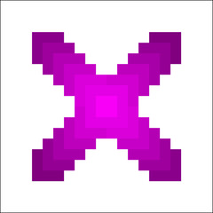 Purple x symbol on white background. Geometric cross sign vector.