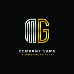 initial letter MG logo Abstract vector minimalist. letter logo gold and silver color