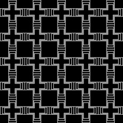 Black cross symbol or plus sign repeat pattern on black background vector.