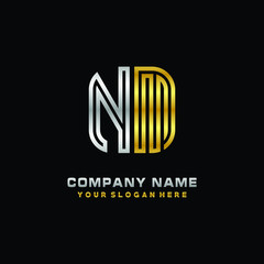 initial letter NM logo Abstract vector minimalist. letter logo gold and silver color