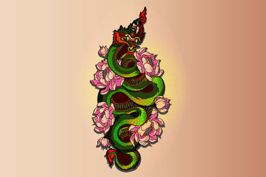 serpent king or king of naga Thai vector illustration