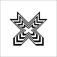 Fototapeta premium Black and white 3d x mark symbol or cross sign on white background vector.