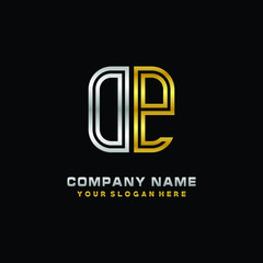 initial letter OP logo Abstract vector minimalist. letter logo gold and silver color