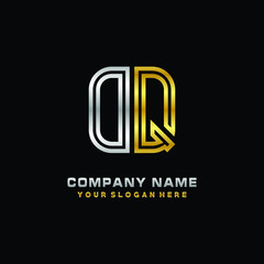 initial letter OQ logo Abstract vector minimalist. letter logo gold and silver color