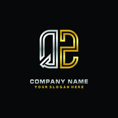 initial letter QZ logo Abstract vector minimalist. letter logo gold and silver color