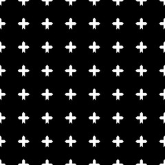 White cross sign or plus symbol repeat pattern on black background vector. Cross logo background.