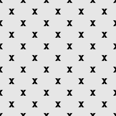 Black x alphabet or cross symbol repeat pattern on grey color background vector. Cross logo background.
