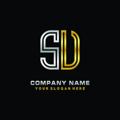 initial letter SV logo Abstract vector minimalist. letter logo gold and silver color