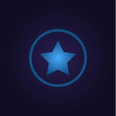 Clasic blue icon star in circle, logo, sign with gradient on dark purple background for app, for game, for website vector