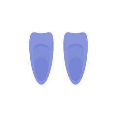 Blue flippers. Vector. Flat cartoon style. Isolated on white background