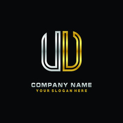 initial letter UV logo Abstract vector minimalist. letter logo gold and silver color