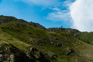 Background image of a mountain landscape. Russia, Siberia, Altai