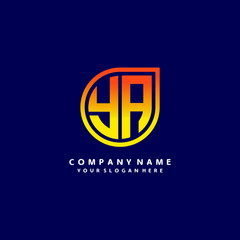 letter YA orange abstract logo, with a blue background