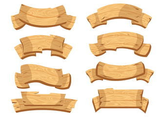Wooden ribbons collection, illustration of wood board