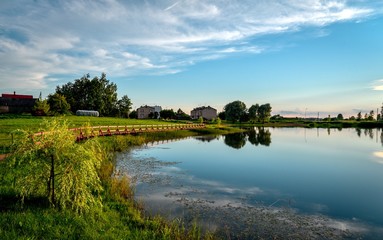Fototapeta premium Evening landscape in the countryside