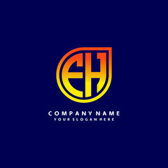 letter FH orange abstract logo, with a blue background