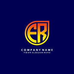 letter FB orange abstract logo, with a blue background