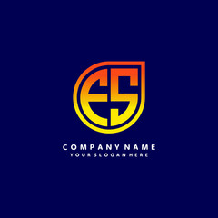 letter FZ orange abstract logo, with a blue background