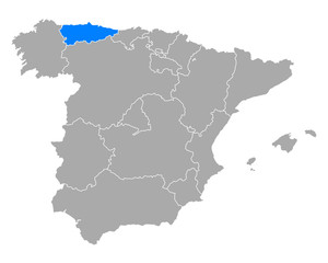 Karte von Asturien in Spanien