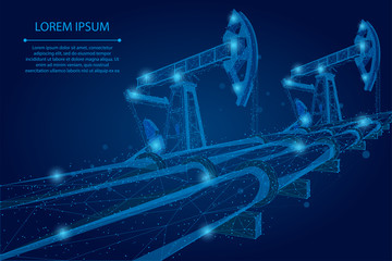 Abstract mash line and point Oil pipeline low poly business concept. Polygonal petrol production. Petroleum fuel industry transportation vector illustration