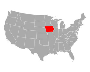 Karte von Iowa in USA