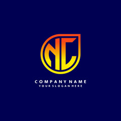 letter NL orange abstract logo, with a blue background